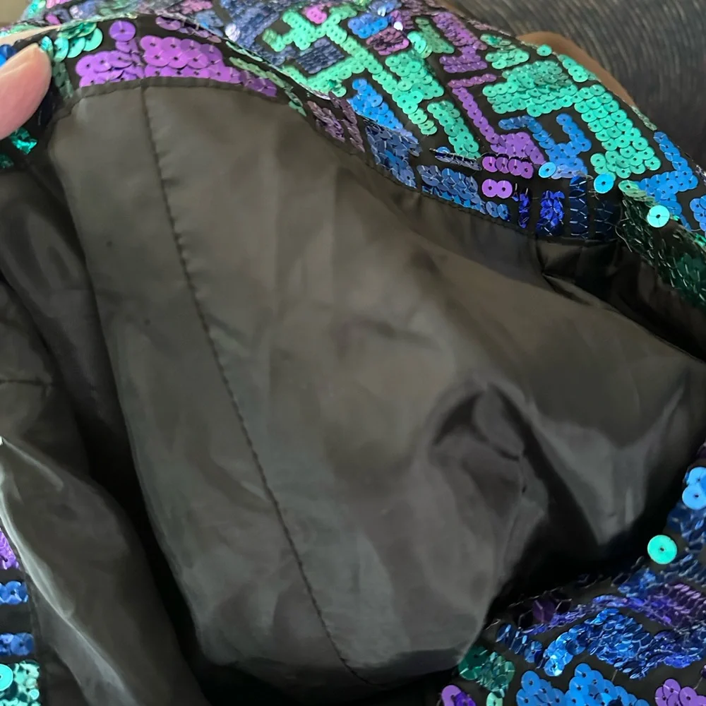 Backless Halter Sequin Dress in Iridescent Blue-Green-Purple - Picture 9 of 9